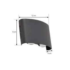 Aplique LED para exterior Lindby Ithan, 2 luces, antracita, 12 cm