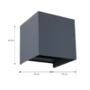 Aplique LED para exterior Lindby Smart Dara, gris, angular, CCT RGB, Tuya