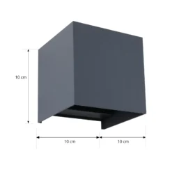 Aplique LED para exterior Lindby Smart Dara, gris, angular, CCT RGB, Tuya