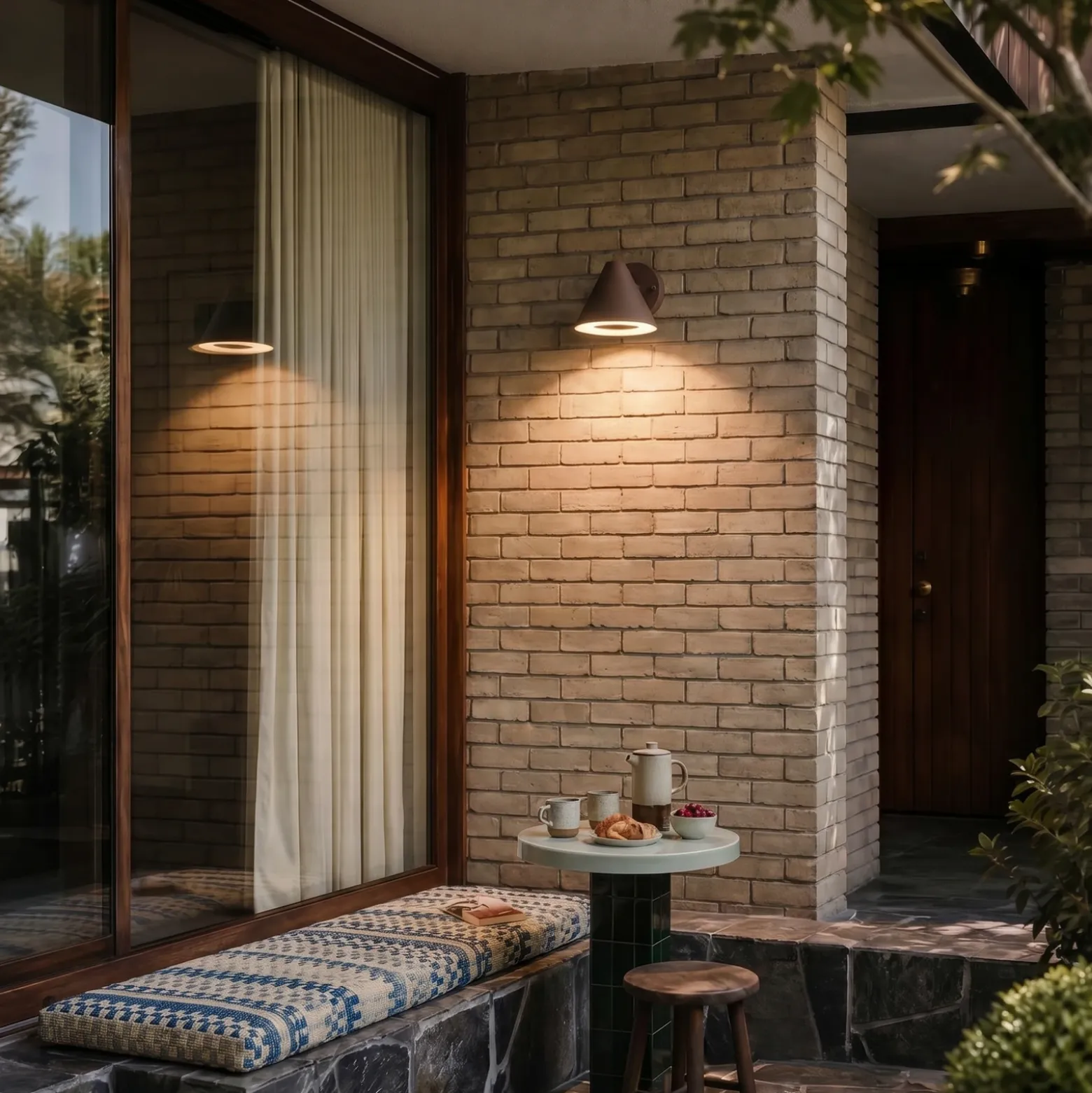 Aplique LED para exterior Lindby Soran, marrón, metal, IP44