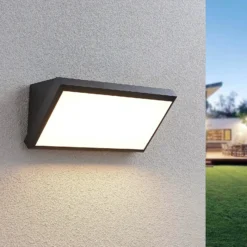Aplique LED para exterior Lindby Abby, gris, plástico, IP65