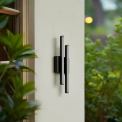 Aplique LED para exterior Lindby Abelia, negro, aluminio, acero inoxidable