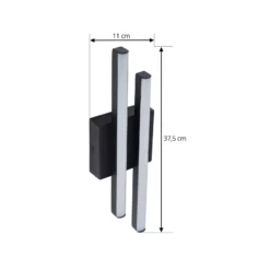 Aplique LED para exterior Lindby Abelia, negro, aluminio, acero inoxidable