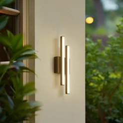 Aplique LED para exterior Lindby Abelia, negro, aluminio, acero inoxidable