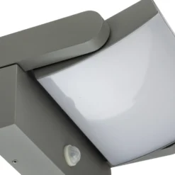 Aplique LED para exterior Lindby Sherin, gris claro, orientable, con sensor