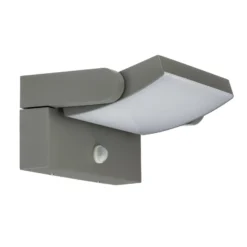 Aplique LED para exterior Lindby Sherin, gris claro, orientable, con sensor