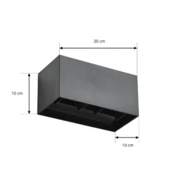 Aplique LED para exterior Lindby Nivar, angular, negro, 20 cm, IP54