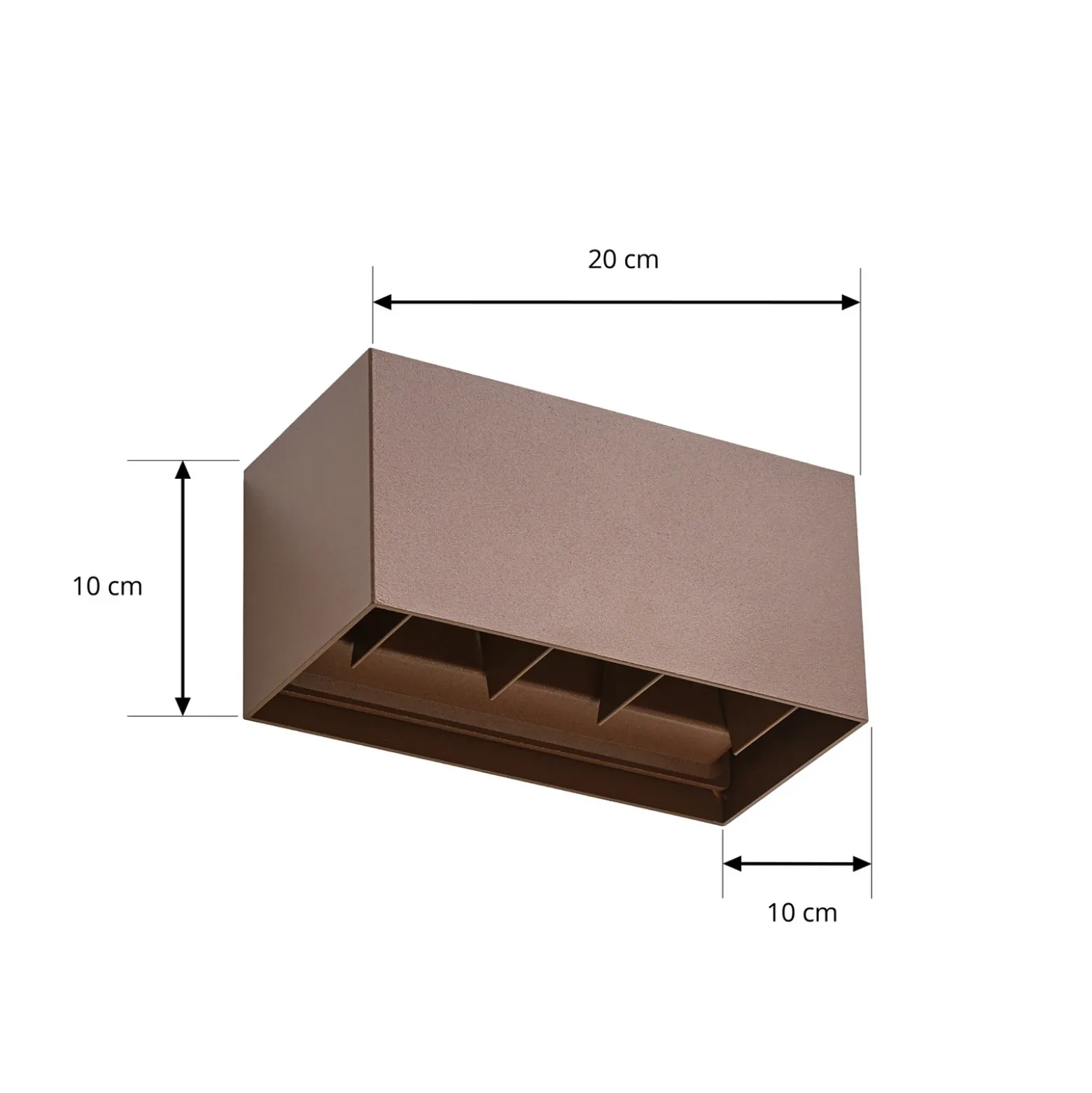 Aplique LED para exterior Lindby Nivar, angular, color óxido, 20 cm, IP54