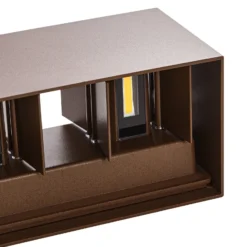 Aplique LED para exterior Lindby Nivar, angular, color óxido, 20 cm, IP54