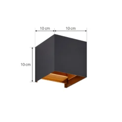 Aplique LED para exterior Lindby Nivar, angular, negro/dorado, 10 cm