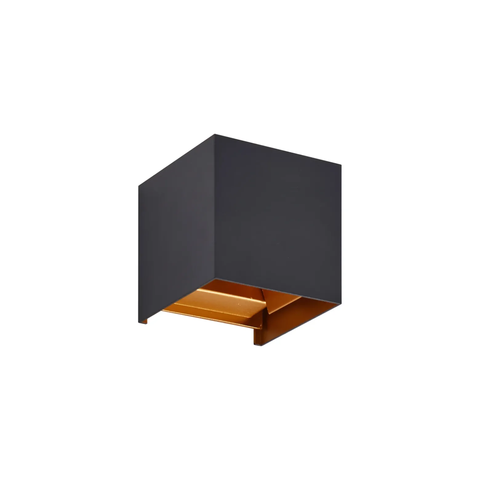 Aplique LED para exterior Lindby Nivar, angular, negro/dorado, 10 cm