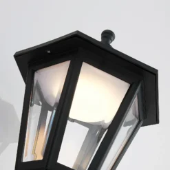 Aplique LED para exterior Lindby Iavo, negro, farol, 38 cm