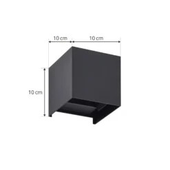 Aplique LED para exterior Lindby Nivar, angular, negro, 10 cm, IP54