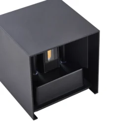 Aplique LED para exterior Lindby Nivar, angular, negro, 10 cm, IP54