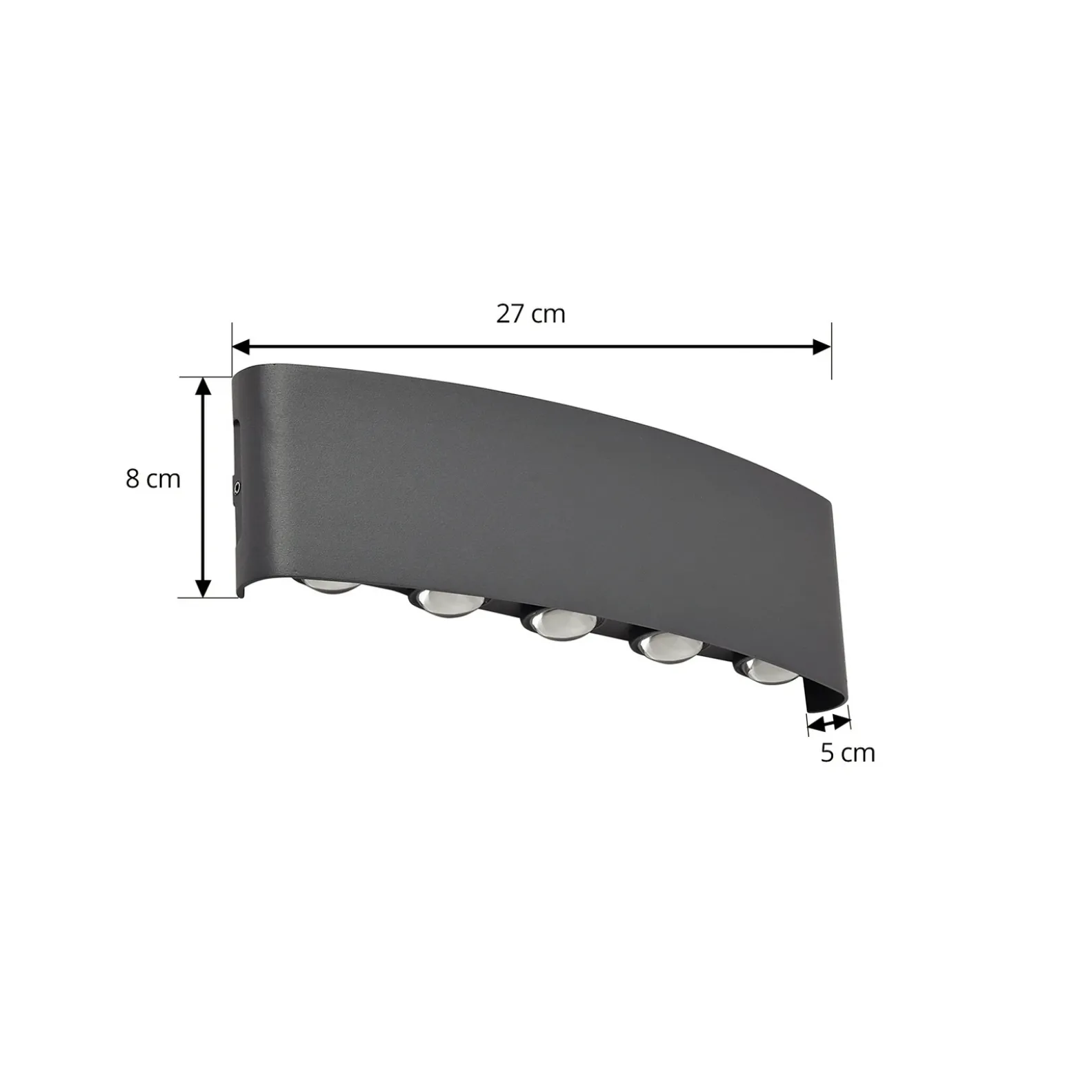 Aplique LED para exterior Lindby Ithan, 5 luces, antracita, 27 cm