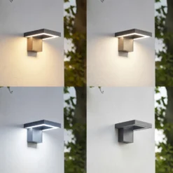 Aplique LED para exterior Lindby Orbin, gris, inclinable, CCT, IP54