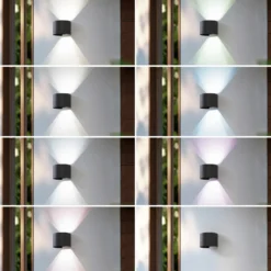 Aplique LED para exterior Lindby Smart Dara, gris, redonda, CCT RGB, Tuya