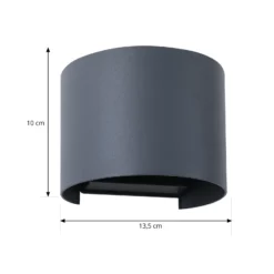 Aplique LED para exterior Lindby Smart Dara, gris, redonda, CCT RGB, Tuya