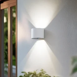Aplique LED para exterior Lindby Smart Dara, blanco, redondo, CCT RGB, Tuya