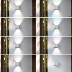 Aplique LED para exterior Lindby Smart Dara, blanco, redondo, CCT RGB, Tuya