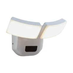 Aplique LED para exterior Lindby Nikias, 30 cm, sensor, 2 luces, blanco