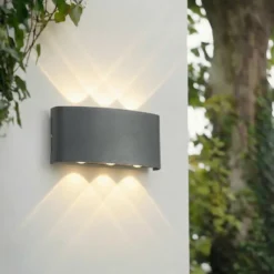 Aplique LED para exterior Lindby Ithan, 3 luces, antracita, 17 cm