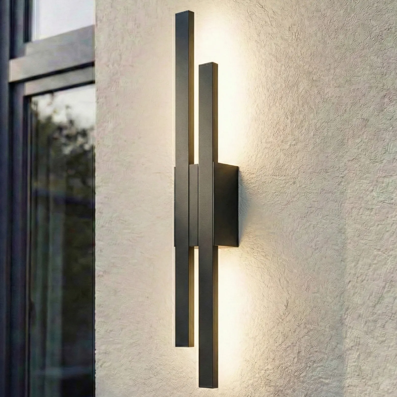 Aplique LED para exterior Lindby «Sakari», negro, aluminio, altura 59 cm