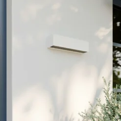 Aplique LED para exterior Lucande Lengo, 25 cm, blanca, luz hacia arriba/abajo,