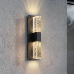 Aplique LED para exterior Lucande Velune, antracita/transparente, 46 cm, CCT