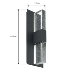 Aplique LED para exterior Lucande Velune, antracita/transparente, 46 cm, CCT