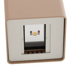 Aplique LED para exterior Lucande «Aaron», beige, IP54, luz hacia arriba/hacia