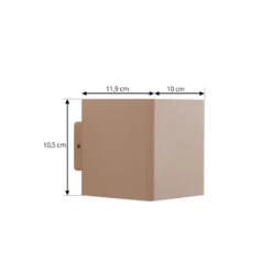 Aplique LED para exterior Lucande «Aaron», beige, IP54, luz hacia arriba/hacia