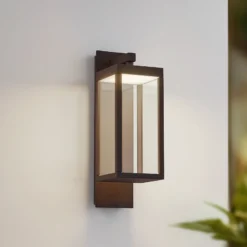 Aplique LED para exterior Lucande «Ferdinand», color óxido, metal, IP54