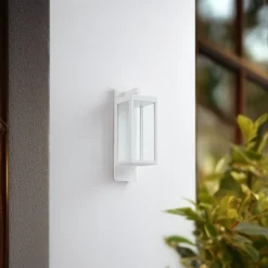 Aplique LED para exterior Lucande «Ferdinand», blanca, de metal, 38 cm