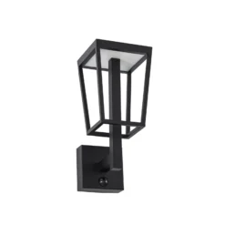 Aplique LED para exterior Lucande Lynx, 35,5 cm, negro, con sensor