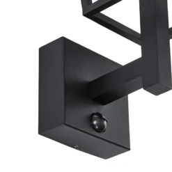 Aplique LED para exterior Lucande Lynx, 35,5 cm, negro, con sensor
