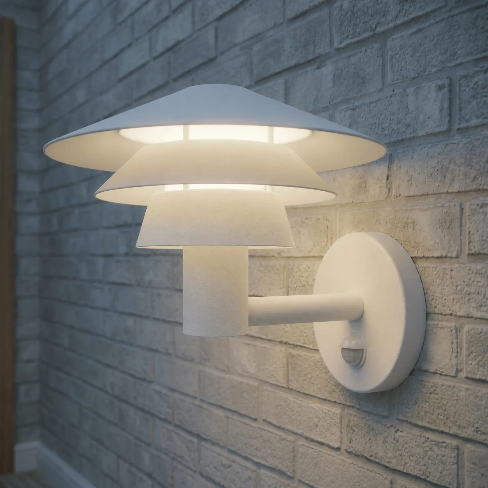 Aplique LED para exterior Lucande Montaro, blanca, IP54, con sensor