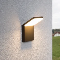 Aplique LED para exterior Lucande Nevio, 17 cm, antracita, aluminio