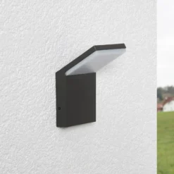 Aplique LED para exterior Lucande Nevio, 17 cm, antracita, aluminio