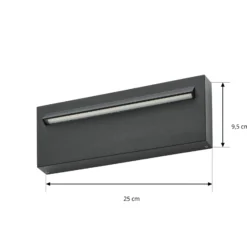 Aplique LED para exterior Lucande Joril, 25 cm, negra, IP65