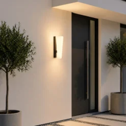 Aplique LED para exterior Lucande Jovra, negro, altura 32 cm