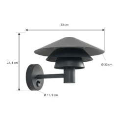 Aplique LED para exterior Lucande Montaro, color antracita, IP54 con sensor