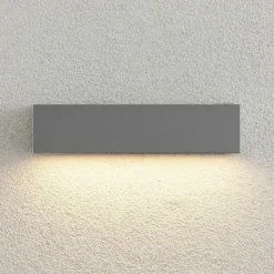 Aplique LED para exterior Lucande Lengo, 25 cm, plateada, luz hacia abajo,