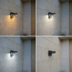 Aplique LED para exterior Lucande Nirella, negra, CCT, con sensor