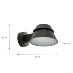 Aplique LED para exterior Lucande Moena, negra, de metal, IP44