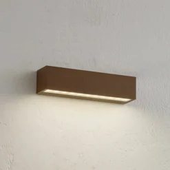 Aplique LED para exterior Lucande Lengo, 25 cm, marrón, down, 3000 K