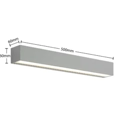 Aplique LED para exterior Lucande Lengo, 50 cm, plateada, luz hacia arriba y