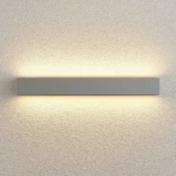 Aplique LED para exterior Lucande Lengo, 50 cm, plateada, luz hacia arriba y