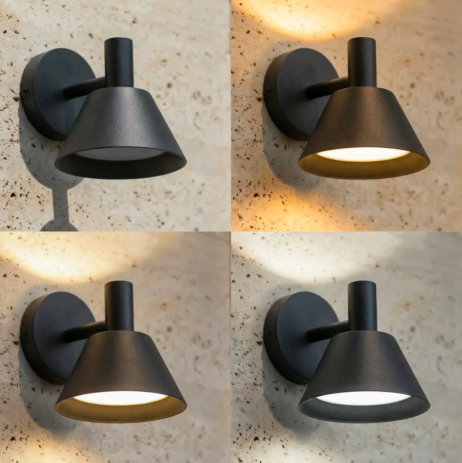 Aplique LED para exterior Lucande Tabena, negro mate, IP44, CCT