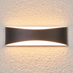 Aplique LED para exterior Lucande «Akira», color antracita, 23 cm de ancho